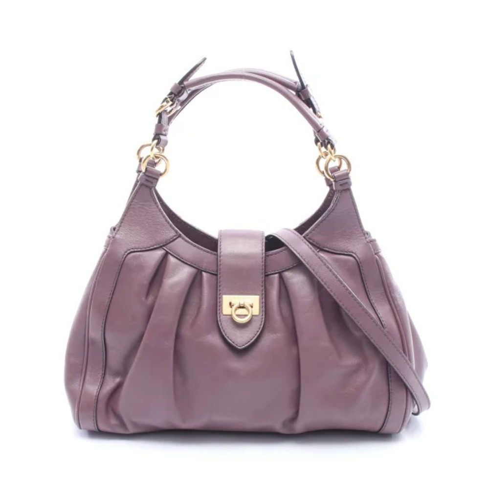 Salvatore Ferragamo Gancini Handbag Leather Purple
